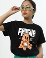 Shop Women's Black Fragile Graphic Printed Boyfriend T-shirt-Front