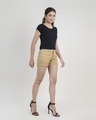 Shop Women Beige Solid Regular Fit Shorts-Full