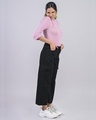 Shop Women Black Solid Wide Leg Casual Pants-Full