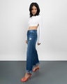 Shop Women Blue Solid Flared Jeans-Design