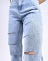 Shop Women Blue Solid Flared Jeans