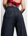 Shop Women Blue Solid Flared Jeans-Full
