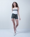 Shop Women Green Solid Regular Fit Shorts-Front