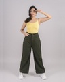 Shop Women Green Solid Straight Fit Jeans-Front
