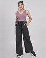 Shop Women Grey Solid Straight Fit Casual Pants-Front