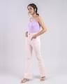 Shop Women Pink Solid Flared Jeans-Full