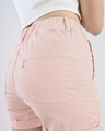Shop Women Pink Solid Slim Fit Shorts-Full