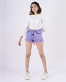 Shop Women Purple Washed Relaxed Fit Shorts-Front