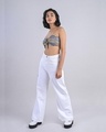 Shop Women White Solid Flared Jeans-Front