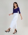 Shop Women White Solid Loose Comfort Fit Casual Pants-Full