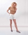 Shop Women White Solid Regular Fit Shorts-Front