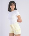 Shop Women Yellow Solid Slim Fit Shorts-Front
