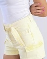 Shop Women Yellow Solid Slim Fit Shorts-Full
