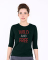 Shop Free And Wild Round Neck 3/4th Sleeve T-Shirt-Front