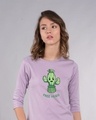 Shop Free Hugs Cactus Round Neck 3/4th Sleeve T-Shirt-Front