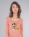 Shop Free Hugs- Mickey Scoop Neck Full Sleeve T-Shirt (DL)-Front