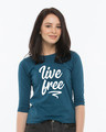 Shop Free Living Round Neck 3/4th Sleeve T-Shirt-Front