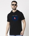 Shop Free Sprit Imposter Half Sleeve Hoodie T-shirt Black-Front