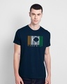 Shop Freedom Barcode Half Sleeve T-Shirt - Navy Blue-Front