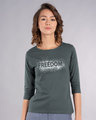 Shop Freedom Splatter Round Neck 3/4th Sleeve T-Shirt-Front
