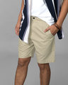 Shop French Beige Lightweight Slim Oxford Shorts-Front