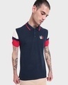 Shop Men's Navy Blue Cut & Sew T-shirt-Front