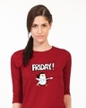 Shop Friday Penguin Round Neck 3/4th Sleeve T-Shirt-Front