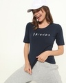 Shop Friends logo (FRL) Women's Elbow Sleeve Round Neck T-shirt-Front