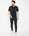 Shop Black Chest Pocket Reflective Piping T-Shirt And Joggers Combo Suit-Full