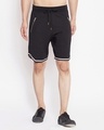 Shop Black Mesh Taped Shorts-Front