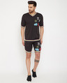 Shop Black Mesh Tattooed Rainbow Taped T-Shirt And Shorts Combo Set-Front