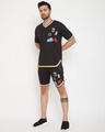 Shop Black Mesh Tattooed Rainbow Taped T-Shirt And Shorts Combo Set-Full