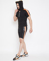 Shop Black Neon Orange Reflective Hooded T-Shirt And Shorts Combo Suit-Design
