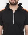 Shop Black Neon Orange Reflective Hooded T-Shirt And Shorts Combo Suit