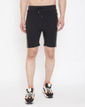 Shop Black Neon Orange Reflective Taped Shorts-Front