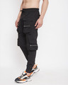 Shop Black Nylon Zipped Cargo Pocket Trackpant-Design