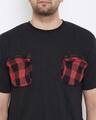 Shop Black Plaid Chest Pocket T-Shirt And Cargo Joggers Combo Suit