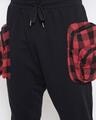Shop Black Plaid Chest Pocket T-Shirt And Cargo Joggers Combo Suit