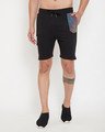 Shop Black Rainbow Reflective Patched Shorts-Front