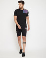 Shop Black Rainbow Reflective Patched Tshirt And Shorts Combo Set-Front