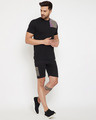 Shop Black Rainbow Reflective Patched Tshirt And Shorts Combo Set-Full