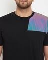 Shop Black Rainbow Reflective Patched Tshirt And Shorts Combo Set