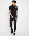 Shop Black Rainbow Reflective Patched Tshirt And Trackpants Combo Set-Front