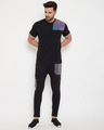 Shop Black Rainbow Reflective Patched Tshirt And Trackpants Combo Set-Full