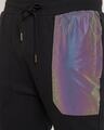 Shop Black Rainbow Reflective Patched Tshirt And Trackpants Combo Set