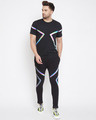 Shop Black Rainbow Reflective Taped T-Shirt And Joggers Combo Suit-Front