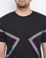 Shop Black Rainbow Reflective Taped T-Shirt And Joggers Combo Suit