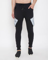 Shop Black Reflective Cargo Taped Joggers-Front