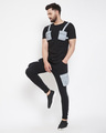 Shop Black Reflective Chest Pocket Taped T-Shirt And Cargo Joggers Combo Suit-Full