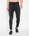 Shop Black Reflective Piping Cargo Joggers-Front